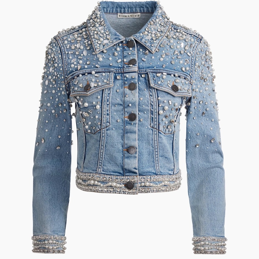 Alice + Olivia Blue Embellished Jacket